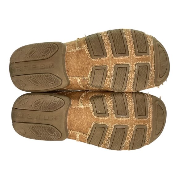Roper Driving Moc Tan Fabric With‎ Fabric Wrapped Sole Men's Size 8.5 - Picture 6 of 6